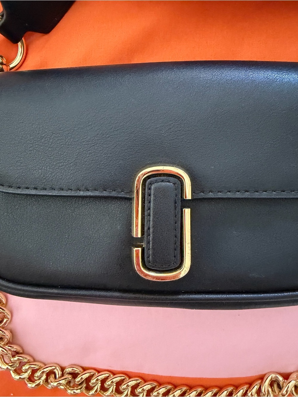 Marc Jacobs Black Leather Crossbody with Gold Chain and Canvas Strap - Picture 2 of 9